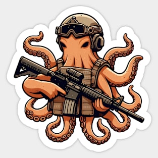 Tactical Octopus Adventure Tee: Where Intelligence Meets Style Sticker